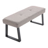 Long Seat Bench Dining Chairs Soft Linen Padded Golden Lounge Stool Steel Legs
