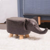 Elephant Footstools Animal Stool Ottoman Fabric PU Padded Seat Wood Legs Pouffe