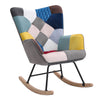 Colorful Rocking Chair Fabric Patchwork Accent Armchair Living Room Fireside
