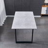150cm Dining Table Set and 4 PU Leather Chairs Kitchen Marble Effect Grey Table