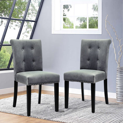 Set of 1/2/4 Velvet Dining Chairs With Knocker Back Button Chair Kitchen Padded