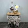 Geometric White Wire Square Wooden Side Basket Storage Unit Coffee Table Bedroom