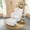 Luxury Antique Velvet Armchair Button Single Accent Chair Sofa With Footstool