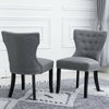 2Pcs Wing Back Dining Chairs Fabric Upholstered Accent Dining Room Kitchen Gray