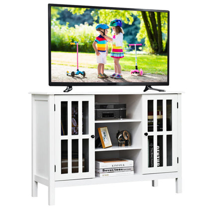 Wood TV Stand Entertainment Center Media Console Table w/2 Doors & 3 Shelves