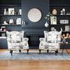 Buttoned Wing Back Accent Chair Living Room Fireside Front Armchair+Waist Pillow