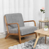 Linen Fabric Padded Armchair Wooden Frame Single Sofa Chair Living Room Bedroom