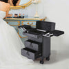 Large Makeup Trolley Case Mobile Beauty Vanity Hairdressing Case W/ Drawer Black