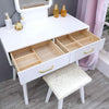 White Dressing Table with Dimmable LED Mirror Padded Stool 2 Drawer Vanity Table