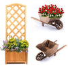 2 Trellis Wooden Planter Garden Plant Flowerpot Lattice Box Patio Set Natural