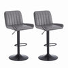 2x Gray Faux Leather Black Metal Base Swivel Bar Stool Height Adjustable Kitchen