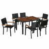 Outdoor Dining Set 7 Pieces Poly Rattan and Solid Acacia Wood V0X0