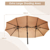 4.6m Double-Sided Parasol with Base Solar LED Lights and Crank Handle Outdoor