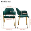 2*Green Velvet Dining Chairs Golden Leg Armchairs Kitchen Restaurant Cafe Chairs