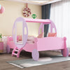 Kids Wooden Princess Carriage Pink Bed 3ft Single Mid Sleeper for Girls