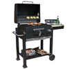 Charcoal Grill BBQ Trolley Wheels Garden Smoker Steel Temperature Control Black