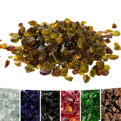 4kg Yellow Tempered Fire Glass, Lava Rocks for Outdoor Gas Fire Pit