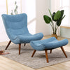 Upholstered Linen Accent Chair Curved Back Sofa Napping Seat Lounge Sofa w Stool