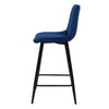 75CM Seat High Blue Velvet Bar Chairs Counter High Chairs Padded Seat Back Rest