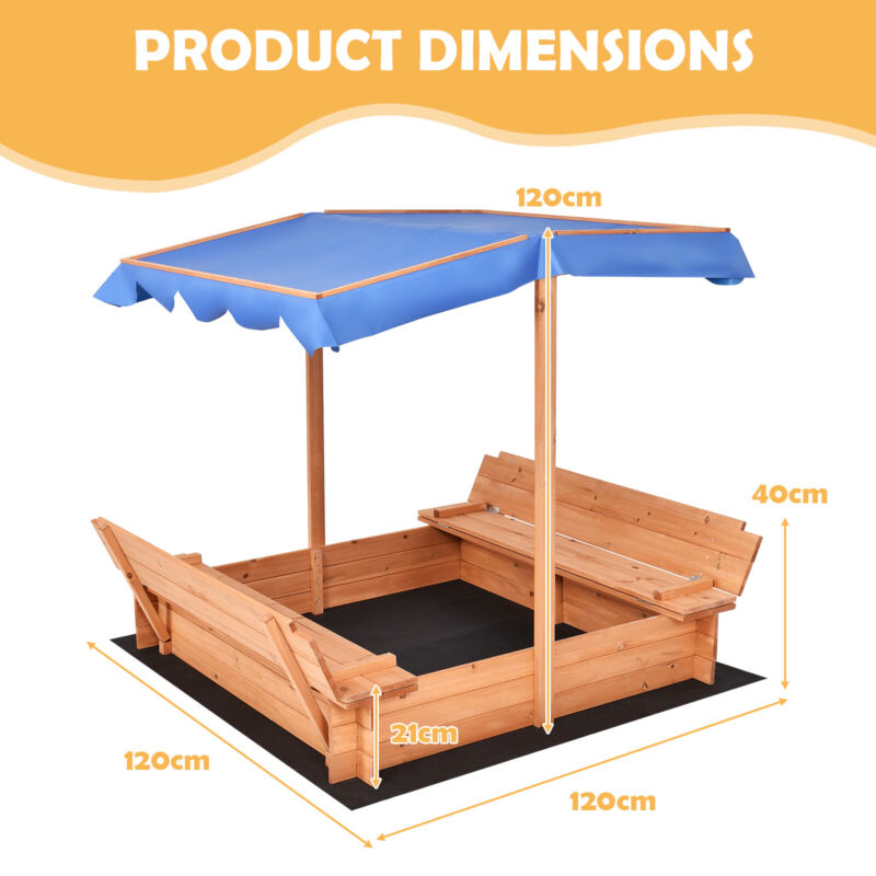 Kids Foldable Cabana Sandbox Outdoor Toy Sand Sandbox Garden Pit with ...