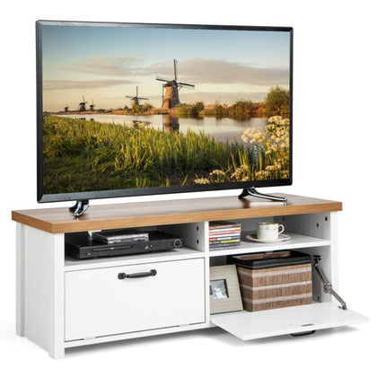 TV Stand for TVs up to 48 Inches Wooden Modern TV Console Table W/2 Open Shelves