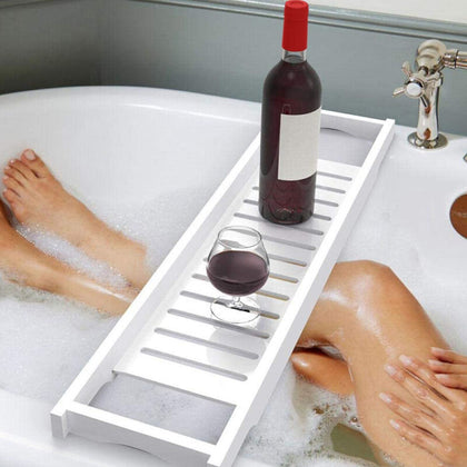 Bamboo Wood Bath Tub Rack Bathroom Shelf Tidy Tray Storage Caddy Organiser