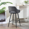 Pair of Grey Bar Stools Velvet Bar Chairs with Soft Cushion Modern Metal Legs