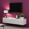 High Gloss White TV Cabinet Wall Mounted Floating Entertainment Unit 140cm