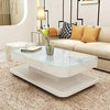 Luxury White Top High Gloss Coffee Table 2 Drawers White Base Nest Living Room