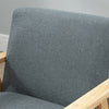 Wooden Single Seater Sofa Accent Chair Armchair Linen Fabric Living Room Grey