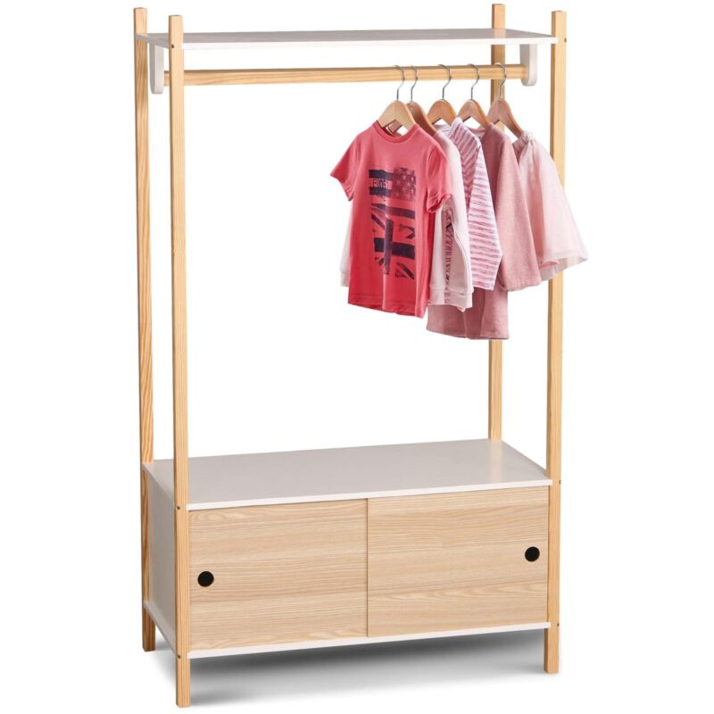 Wooden Wardrobe With Two Sliding Doors White Kids Wardrobe MDF Wood Sl ...