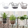 Round Metal Plant Flower Pots Fence Balcony Garden Hanging Rack Planter Basket