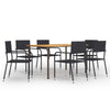 7 Piece Garden Dining Set Poly Rattan Black X3C1