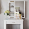 Dressing Table Jewelry Makeup Desk Table with Sliding Mirror 1 Drawer & Shelves