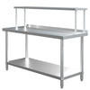 UK 5Ft Steel Commercial Prep Catering Table w/ Over Shelf Kitchen Workbench Unit