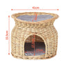 Handmade Wicker Pet Bed Basket Cat Puppy Sleep 2 Tier House Removable Cushion