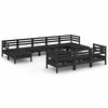 11 Piece Garden Set Black Solid Pinewood N6J5