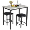 3PCS High Table & Chair Set Bar Kitchen Dining Breakfast Furniture Padded Stools