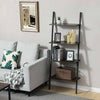 Rustic Brown Ladder Shelving Unit 4 Tier Wall Leaning Bookcase Storage Display