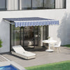Awning Manual Outdoor Garden Canopy Patio Sun Shade Shelter Blue White 250X200CM