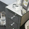 Mirrored Glass Bedside Table Cabinet 3 Drawer Crystal Handles Bedroom Nightstand