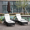 3PC Rattan Sun Lounger Wicker Sofa Day Bed Recliner Furniture Garden Patio Black