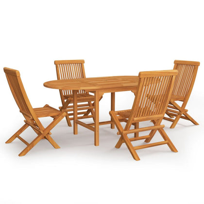 5 Piece Garden Dining Set Solid Teak Wood B8R9