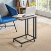 Mobile Side Table, C Shaped Sofa End Table, Coffee Snack Table for Living Room