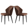 2X Dining Chair Brown Faux Leather Office Chair Dining Room Home Office Chair