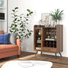 Wooden Storage Cabinet Industrial Buffet Sideboard with Wine Rack & Glass Holder