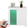 White Sideboard Buffet with LED lights 3-Tier Tableware Storage Cupboard