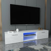 Modern LED Light TV Unit Cabinet Stand 160cm Media 2 Doors + Shelf White