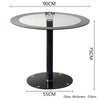 90cm Tempered Round Table Clear Glass Chrome Base Leg Dinner Kitchen Furniture