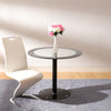 90cm Tempered Round Table Clear Glass Chrome Base Leg Dinner Kitchen Furniture